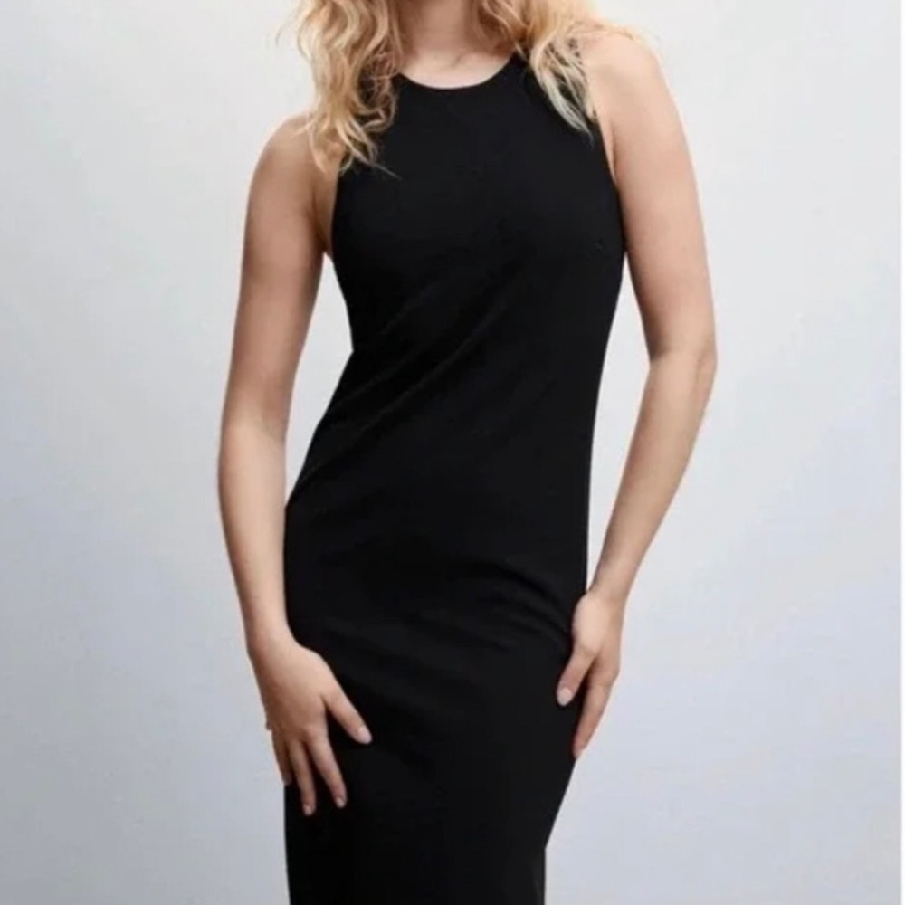 ARITZIA WILFRED FREE Ribbed Midi Tank Dress in Black